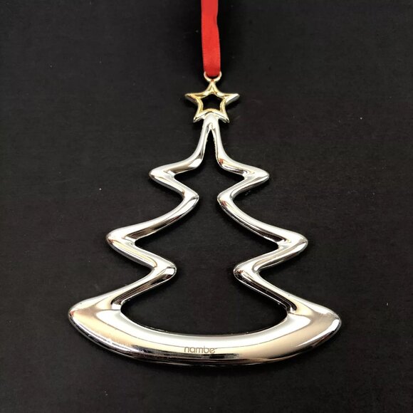 Nambe Brass Silver Plated Christmas Tree Ornament Gold Plated Star Top Modernist - Picture 3 of 6